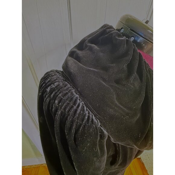 Antique 1920s Silky Velvet Black Opera Coat/Robe Puffed Collar/Sleeves - Picture 12 of 16